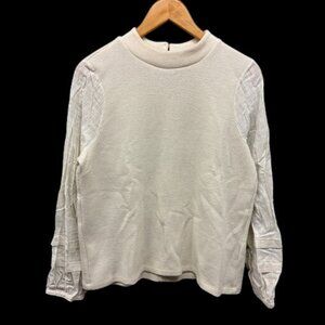 Madewell Sweater Top Women’s Ivory Textured Knit Mixed Fabric Long Sleeve L